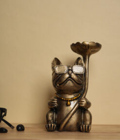 The Golden Butler Bulldog Tray Holder Statue