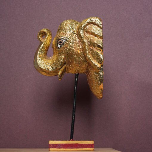 Golden Heritage Elephant Head Wall Accent - Image 5