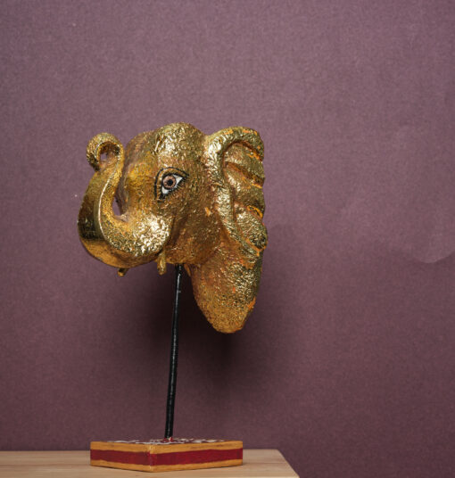 Golden Heritage Elephant Head Wall Accent