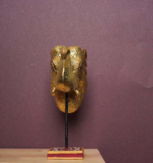 Golden Heritage Elephant Head Wall Accent - Image 4