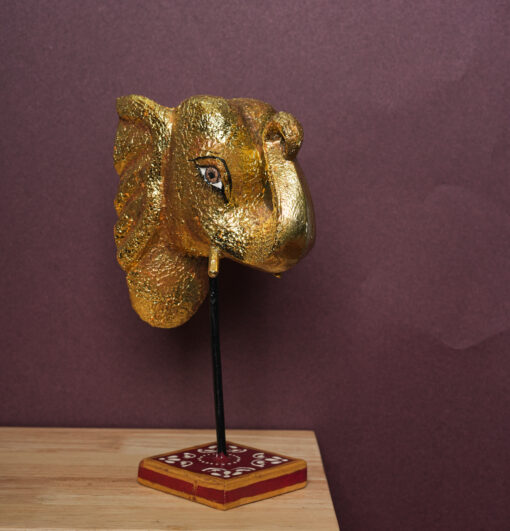 Golden Heritage Elephant Head Wall Accent - Image 2