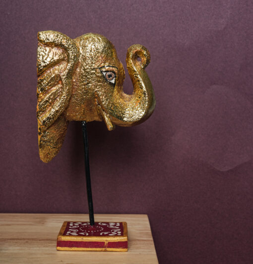 Golden Heritage Elephant Head Wall Accent - Image 6