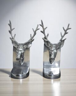 Silver Finish Swamp Deer Head Wall Accent