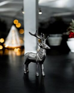 Graceful Silver Metal Swamp Deer Decor