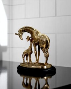Mother & Baby Giraffe Brass Decor