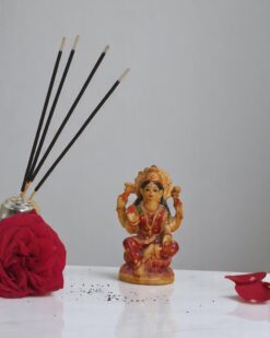 Red Marble Seated Lakshmi Figurine for Blessings