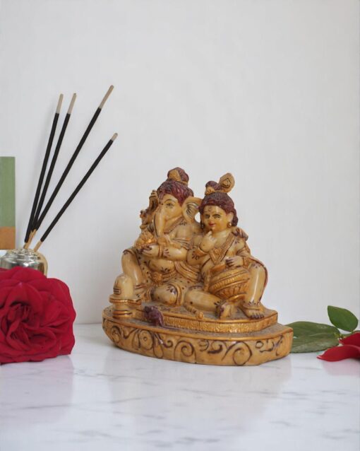 Golden Ganesh and the Krishna Divine Statue - Image 2