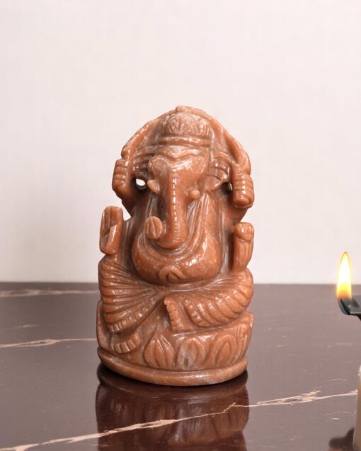 Blessed Sunstone Ganesh Statue for Home Decor