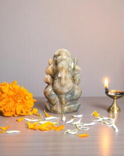 Handcrafted Cat's Eye Ganesh Statue for Spiritual Blessings