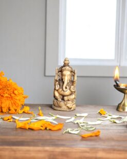 Marble Ganpati Idol Seated on Chowki