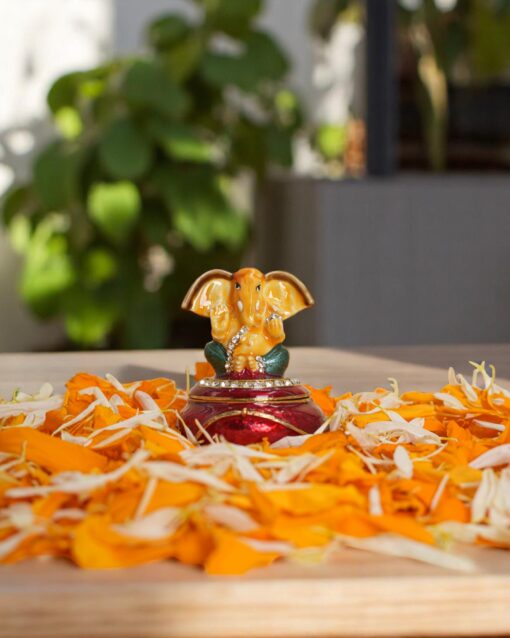 Ornate Metal Ganesh Sindoor Holder - Image 3