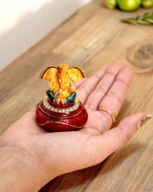 Ornate Metal Ganesh Sindoor Holder