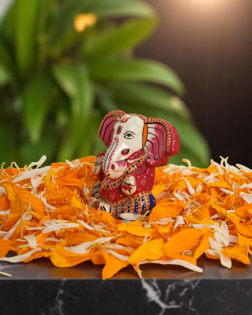 Antique Finish Metal Sitting Lord Ganesh - Image 2