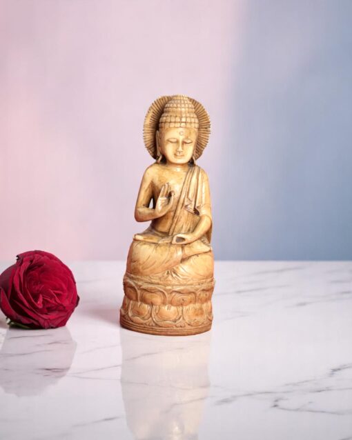 Marble Sun Buddha Seated on Lotus