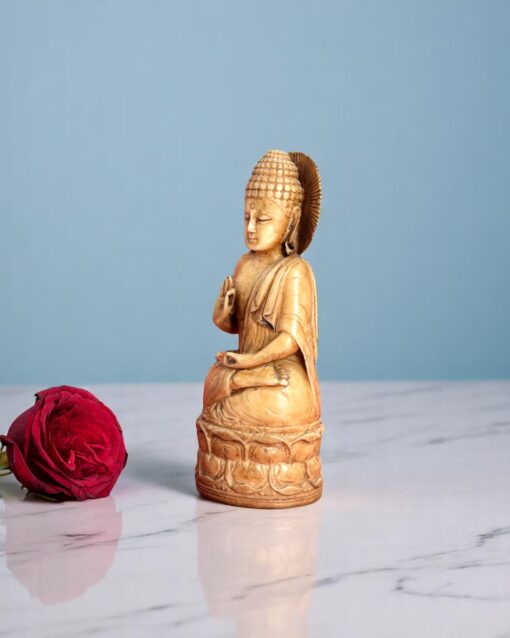 Marble Sun Buddha Seated on Lotus - Image 2