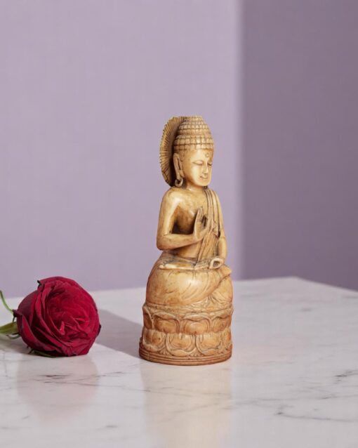 Marble Sun Buddha Seated on Lotus - Image 3
