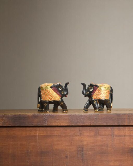 Handcrafted Slim Meenakari Elephant Pair Decor