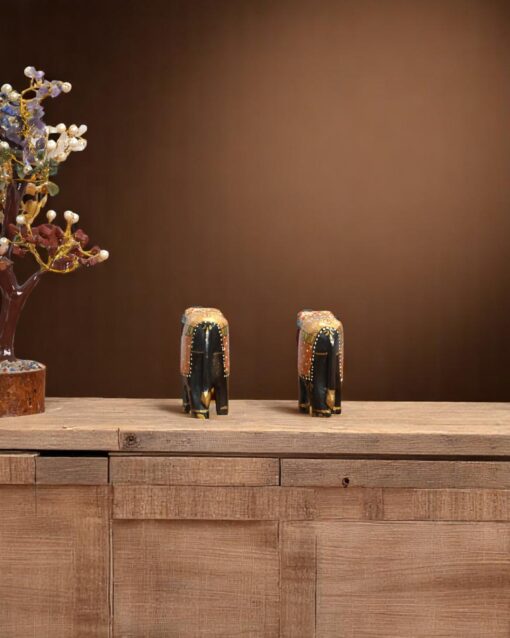 Handcrafted Slim Meenakari Elephant Pair Decor - Image 7