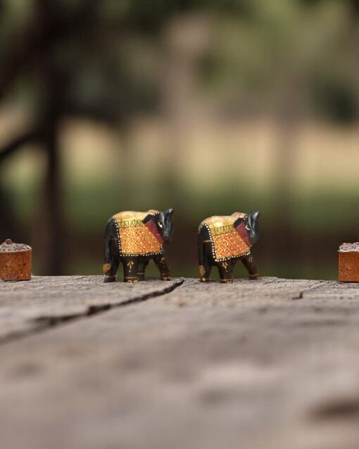Handcrafted Slim Meenakari Elephant Pair Decor - Image 6