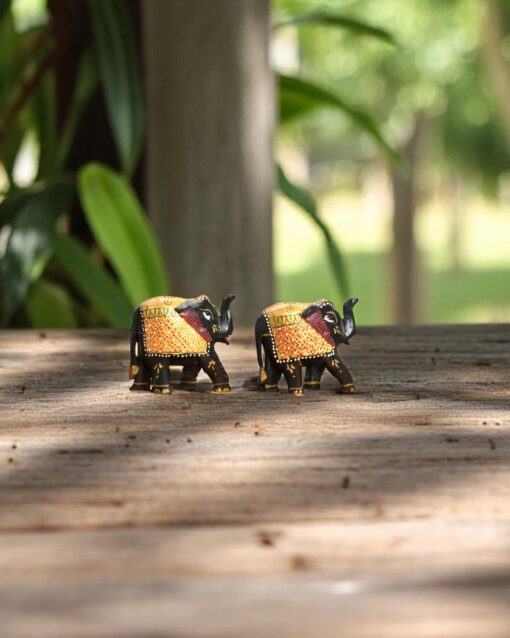 Handcrafted Slim Meenakari Elephant Pair Decor - Image 5