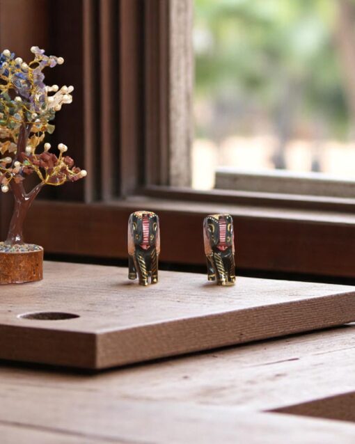 Handcrafted Slim Meenakari Elephant Pair Decor - Image 3