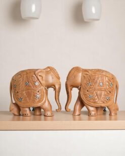 Wooden Pearl-Studded Parmanu Elephant Figurine