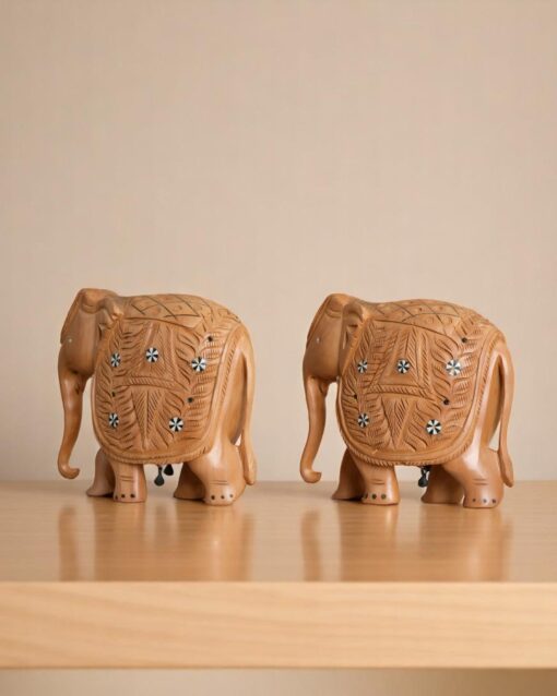 Wooden Pearl-Studded Parmanu Elephant Figurine - Image 4