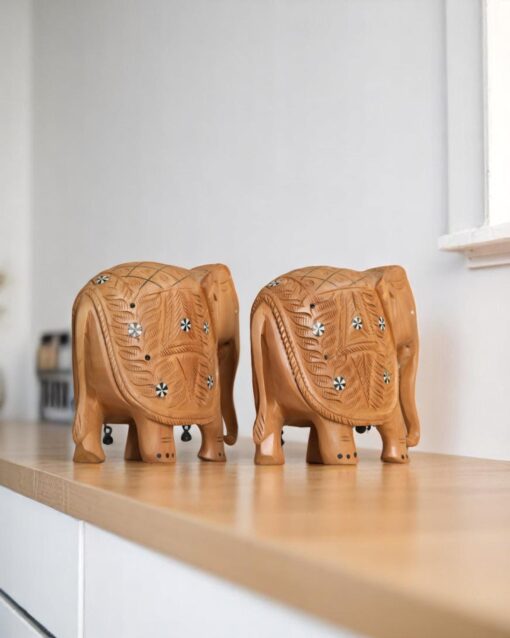 Wooden Pearl-Studded Parmanu Elephant Figurine - Image 5