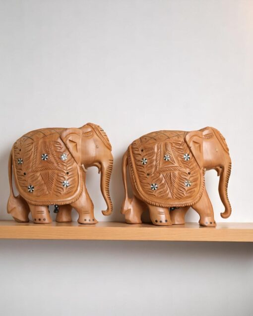 Wooden Pearl-Studded Parmanu Elephant Figurine - Image 3