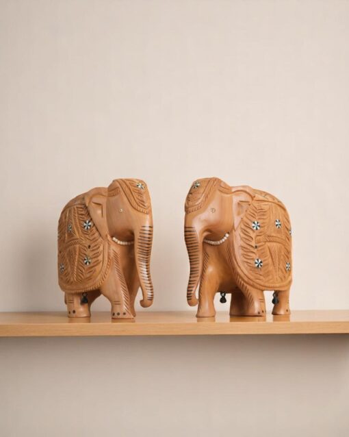 Wooden Pearl-Studded Parmanu Elephant Figurine - Image 2