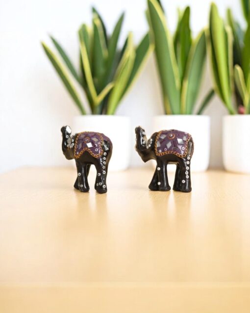 Decorative Purple Lac Lawazma Elephant Set - Image 4