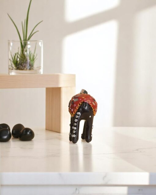 Elegant Red Lac Elephant Showpiece - Image 4