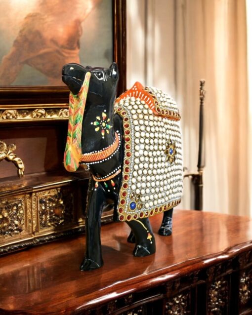 Royal Sands Wooden Camel with Elegant Pearl Work - Image 2