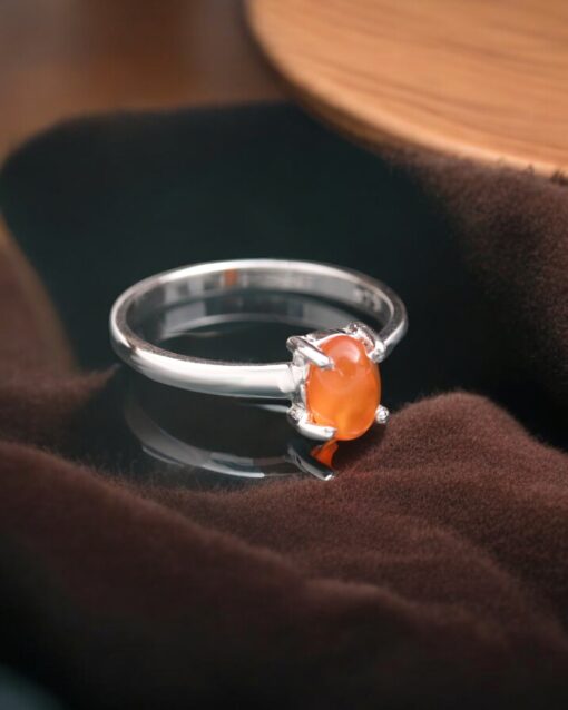 Natural Carnelian 925 Sterling Silver Ring - Image 4