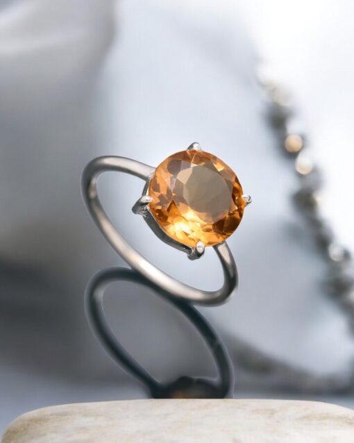 Yellow Citrine Natural 925 Sterling Silver Ring
