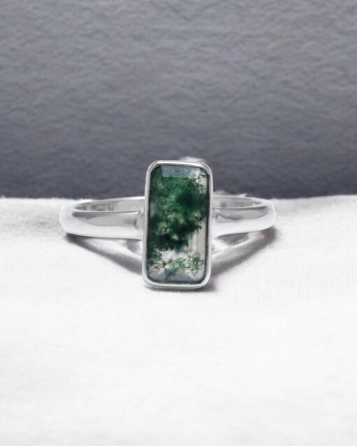 Genuine Natural Moss Agate 925 Sterling Silver Ring - Image 3