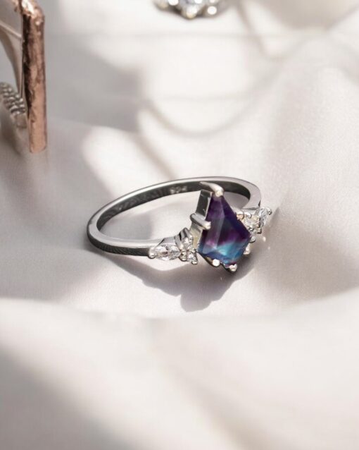 Natural Rainbow Fluorite 925 Sterling Silver Ring - Image 3