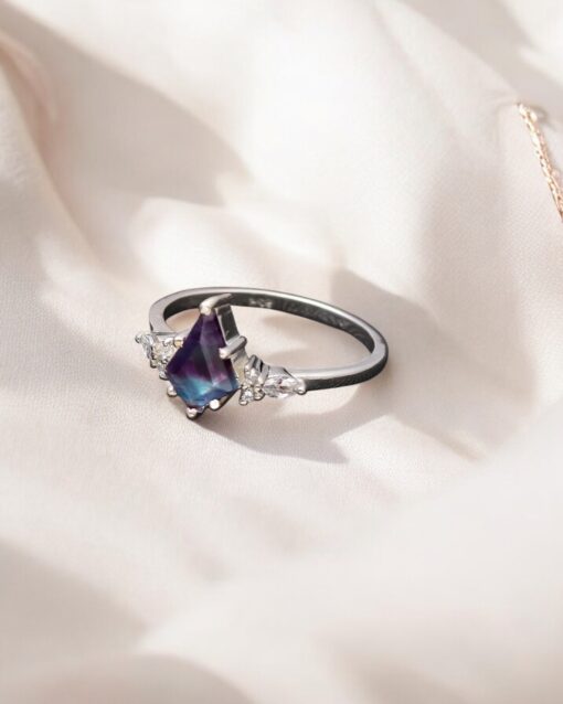 Natural Rainbow Fluorite 925 Sterling Silver Ring - Image 4