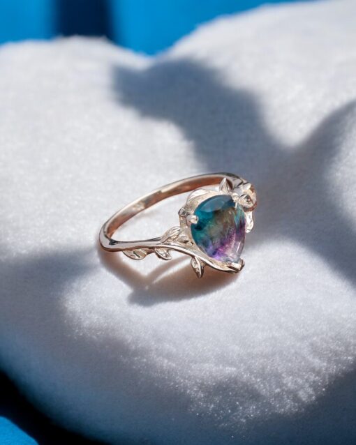 Natural Rainbow Fluorite 925 Sterling Silver Ring - Image 3