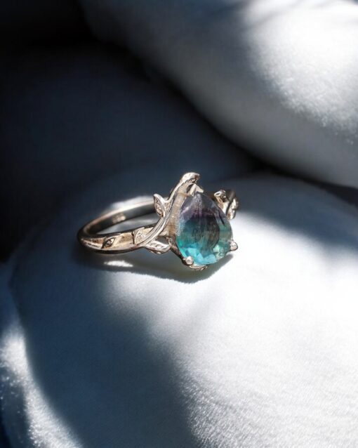 Natural Rainbow Fluorite 925 Sterling Silver Ring - Image 2
