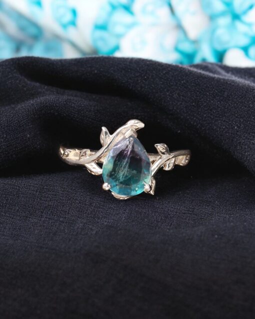 Natural Rainbow Fluorite 925 Sterling Silver Ring - Image 4