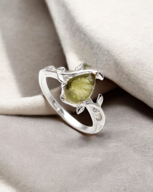 Natural Rough Moldavite 925 Sterling Silver Ring - Image 3