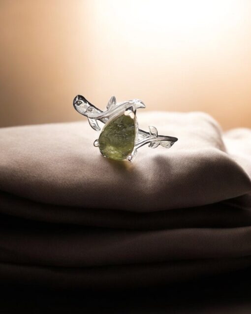 Natural Rough Moldavite 925 Sterling Silver Ring - Image 2