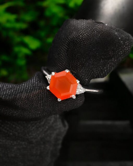 Natural Beautiful Carnelian 925 Sterling Silver Ring - Image 3