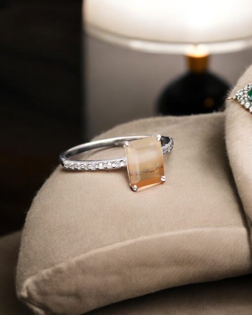 Natural Montana Agate 925 Sterling Silver Ring