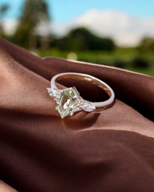 Natural Green Amethyst 925 Sterling Silver Ring - Image 3