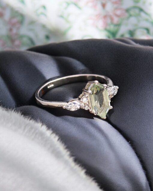 Natural Green Amethyst 925 Sterling Silver Ring