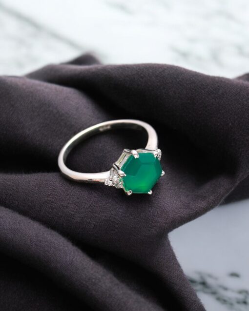 Natural Green Onyx 925 Sterling Silver Ring - Image 3