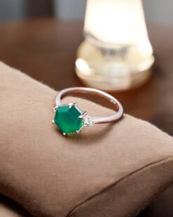 Natural Green Onyx 925 Sterling Silver Ring
