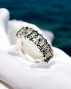 Natural Moss Agate 925 Sterling Silver Ring